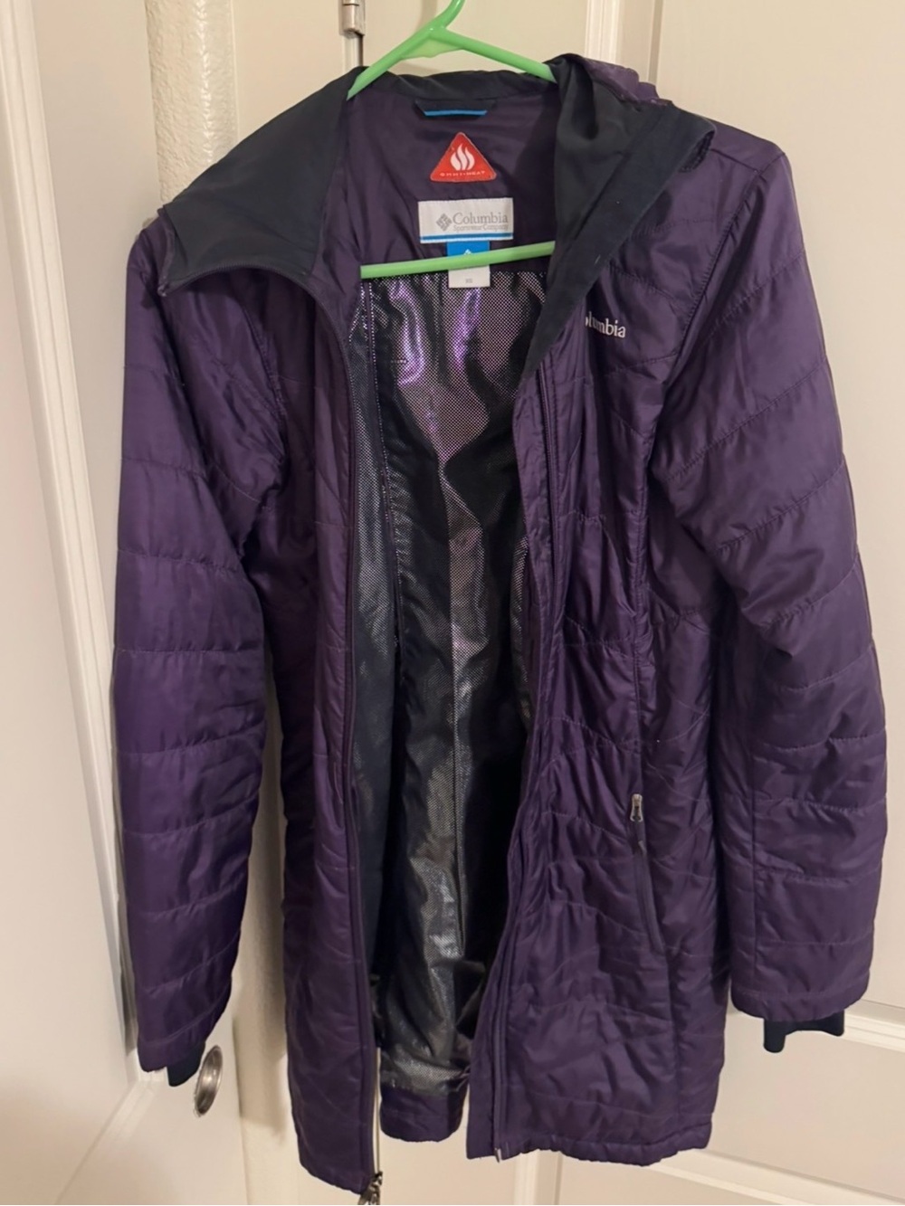 Columbia Women's Purple Hooded Long Puffer Coat - Picture 4 of 6